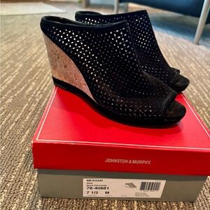 JONHSTON & MURPHY Meagan Blake Suede & Cork  Slides